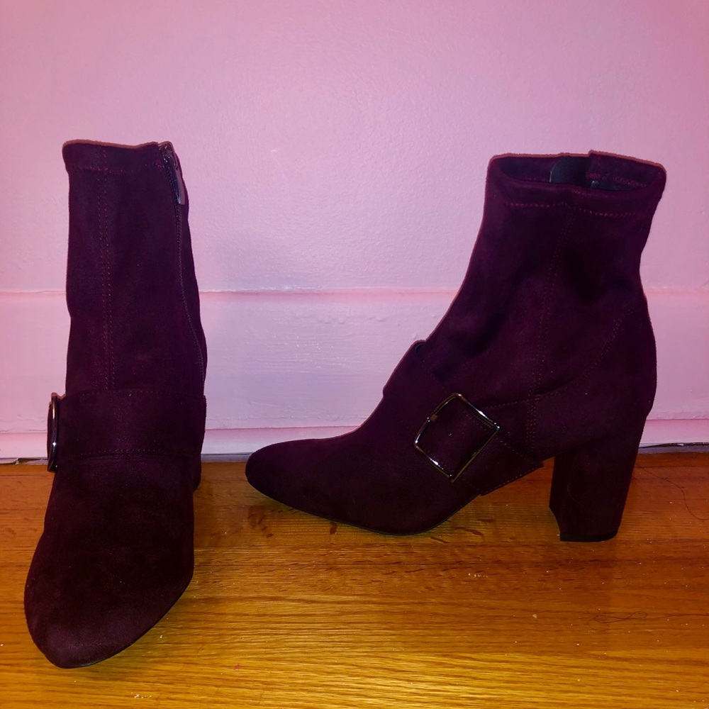 Buckled Maroon Booties